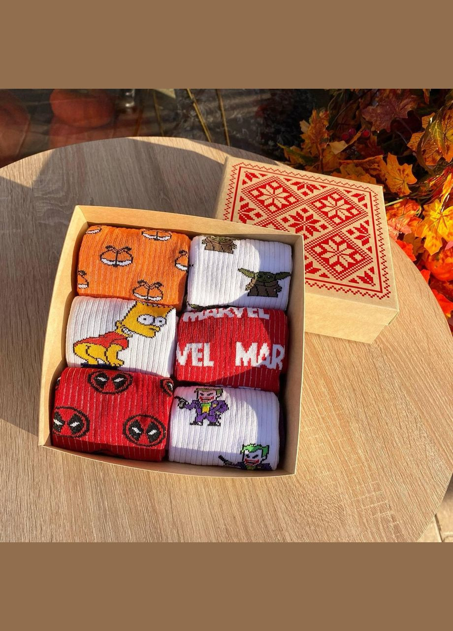 Комбіновані бокс чоловічих шкарпеток 40-45 на 6 пар у подарунковій коробці Vakko (307009090)