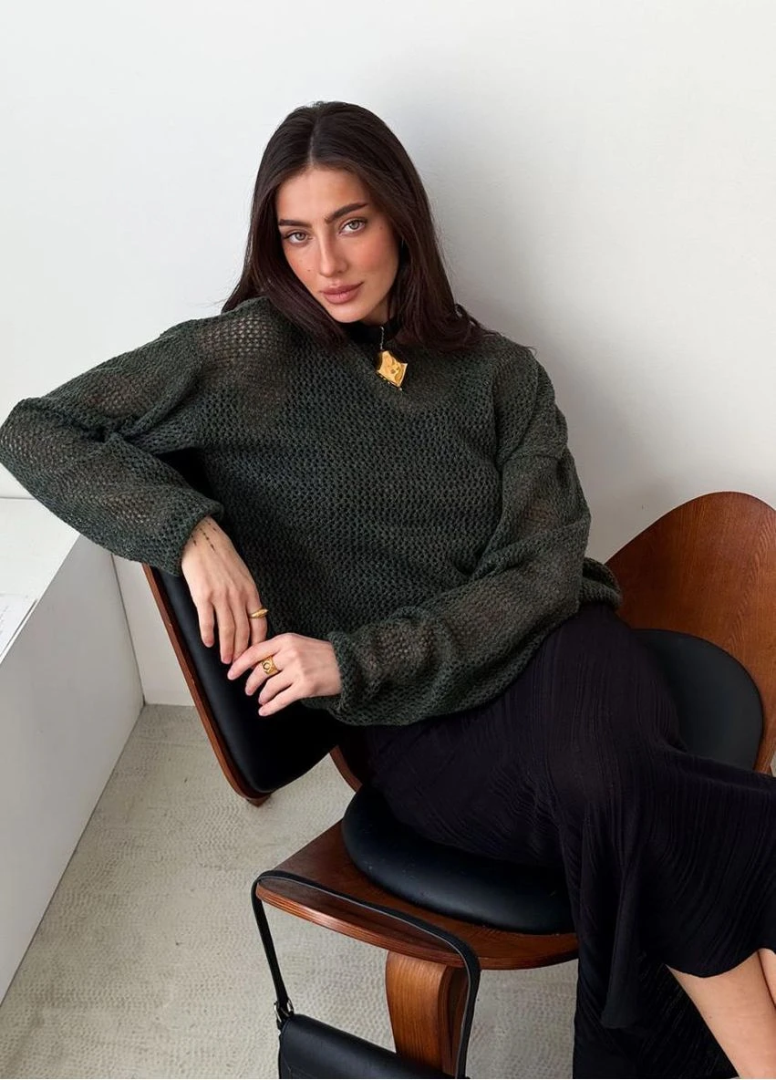 Зелений демісезонний жіночий джемпер павутинка soft темно-зелений Art Knit