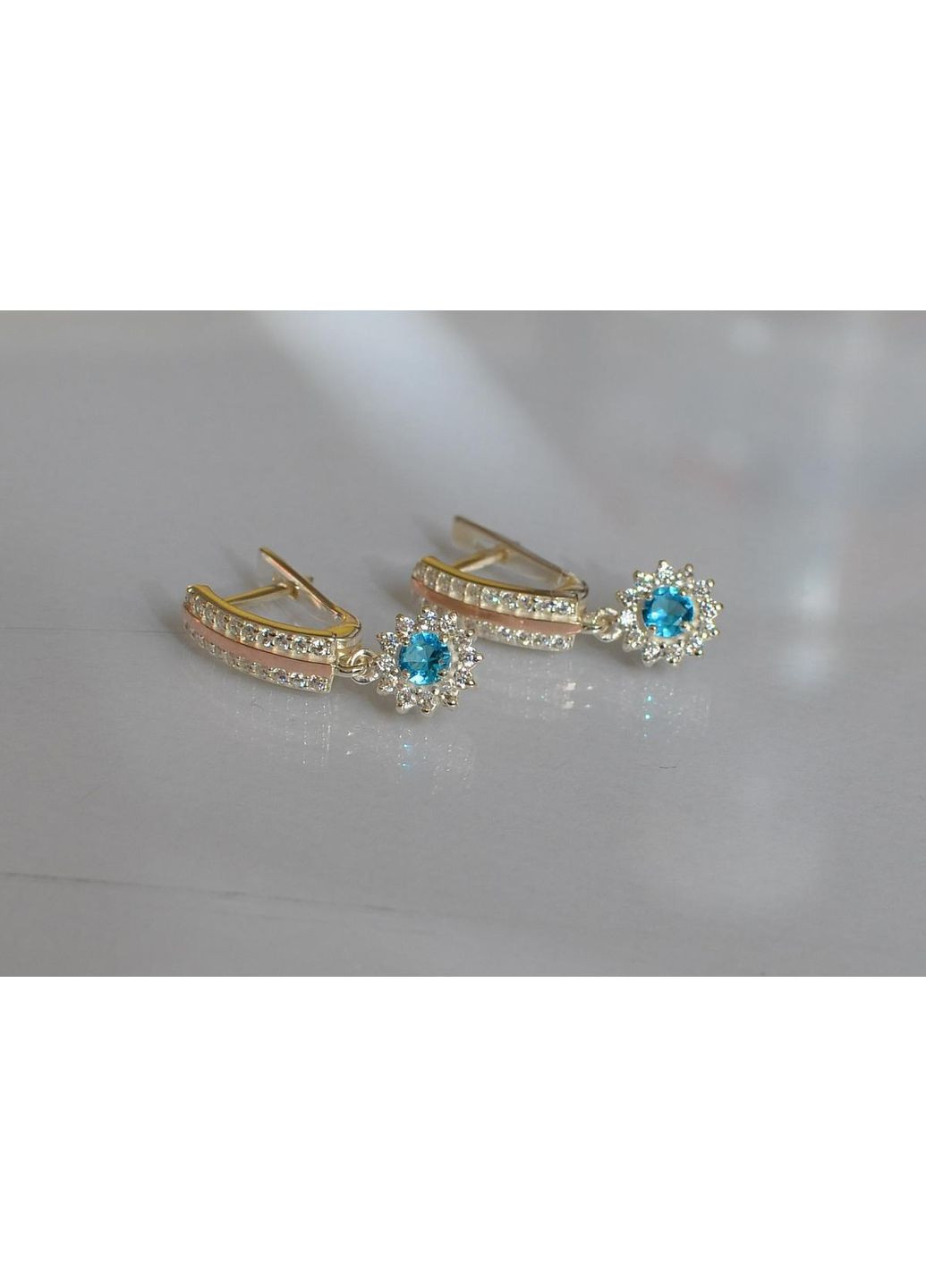 Серебряные серьги с золотыми вставками Silver Style (367112095)