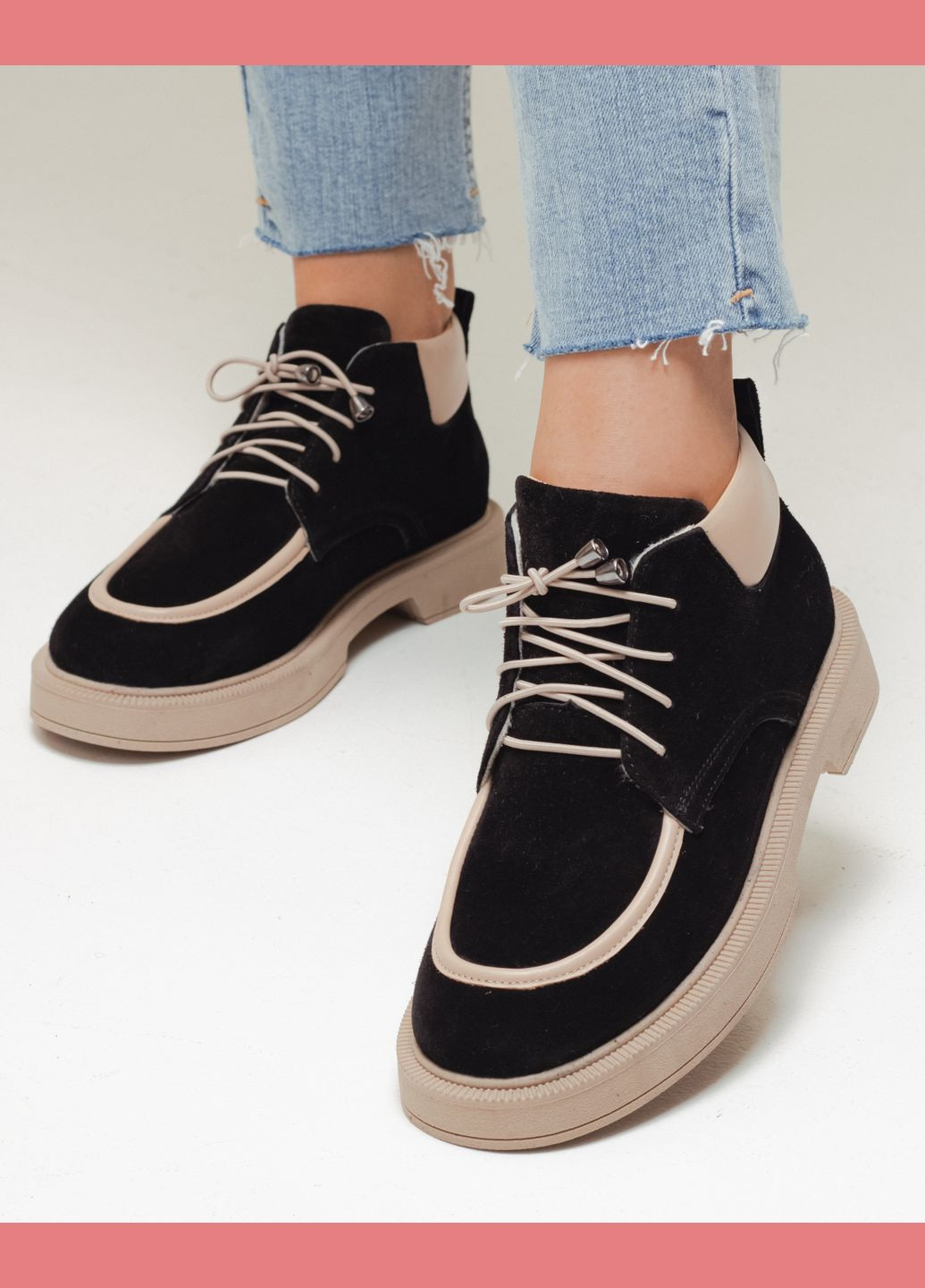 Осенние ботинки женские демисезонные черные замша Guero из натуральной замши