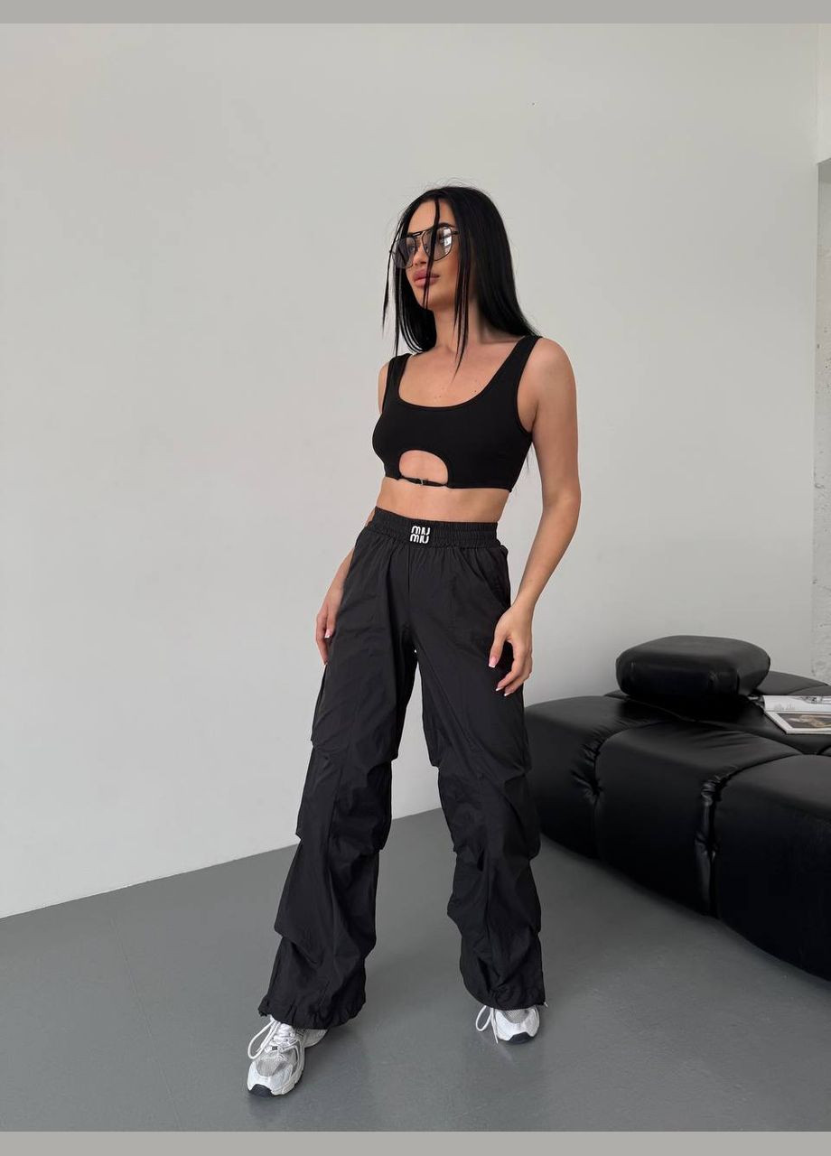 Стильные плащевые брюки с кулисками снизу Vakko (327416958)