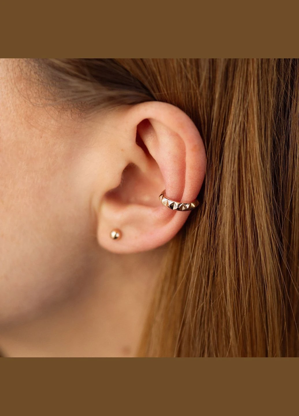 Серьга каффа Mona в красном золоте с08847 Oniks (273058836)