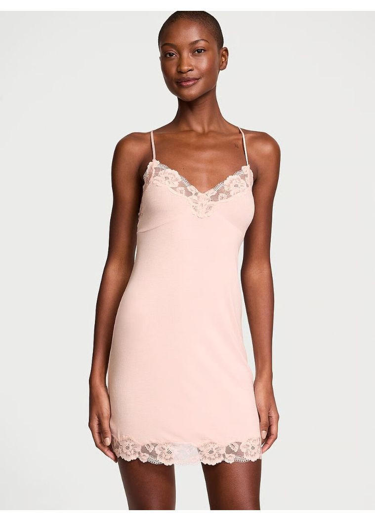Сукня для сну Ribbed Modal & Lace Cross-Back Slip Dress Victoria's Secret (368152072)