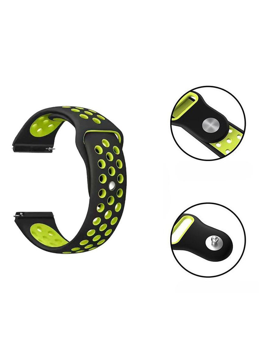 Ремешок Perfor Sport с перфорацией для часов Samsung Gear S3 Classic SMR770/Frontier - Black&Green Primolux (262296768)