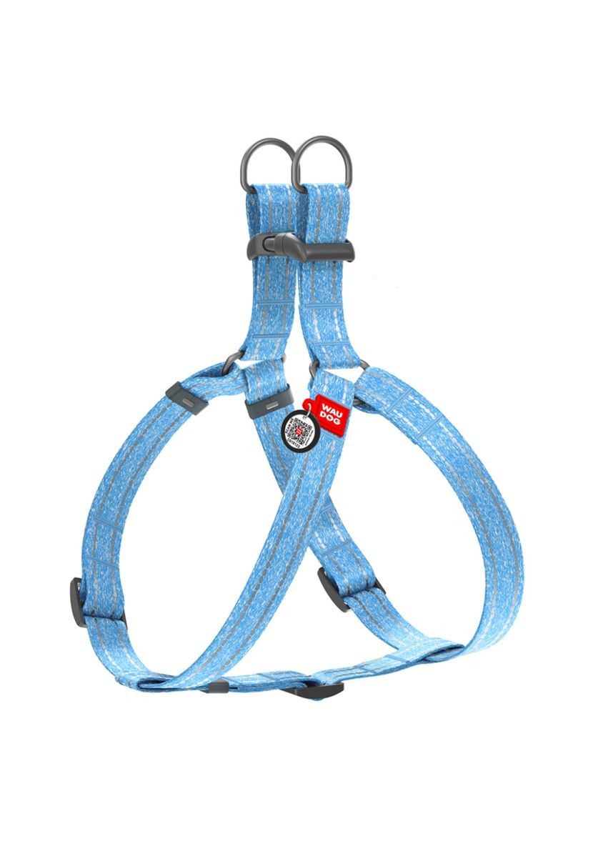 Шлея Re-cotton з QR паспортом, M, Ш 20 мм, Д 50-80 см блакитний WAUDOG (322643138)