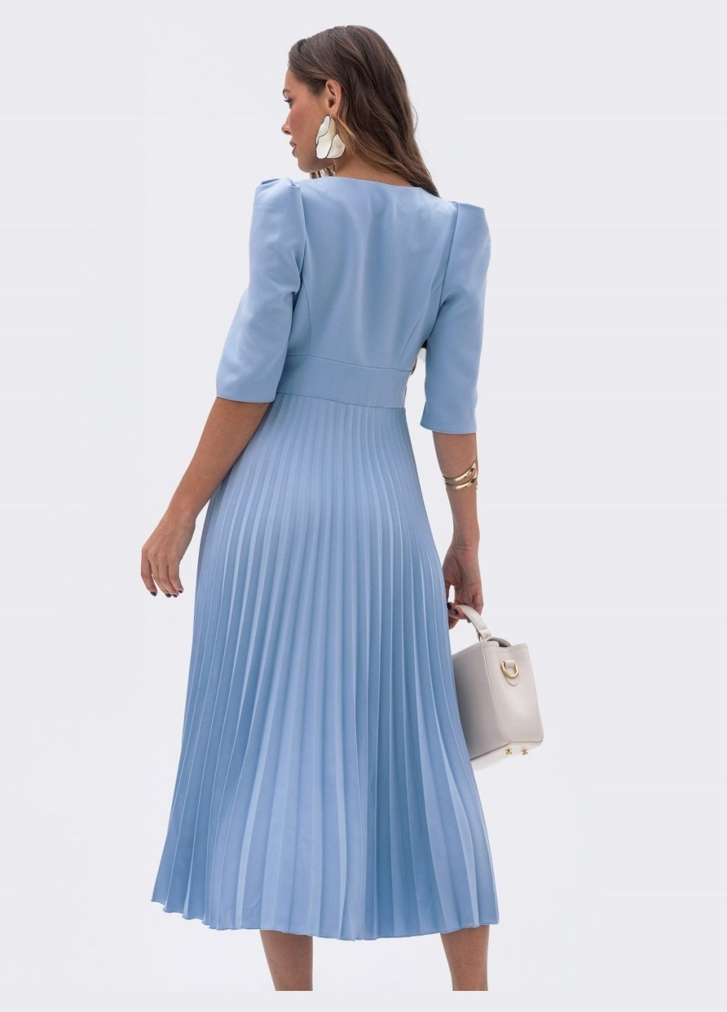 Голубое кэжуал голубое платье с юбкой-плиссе Dressa однотонное