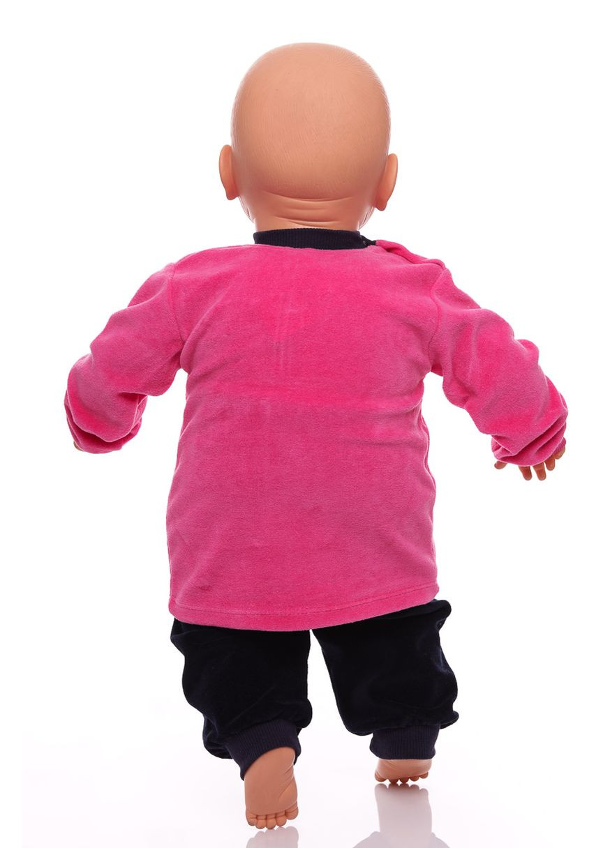 Розовый зимний костюм с длинным рукавом для девочки велюровый миньон розовый 74 см (26668) BABYKROHA