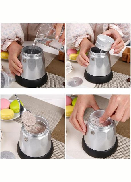 Гейзерна електрична кавоварка на 6 чашок 300 мл Алюміній (М10600243) BNORSY (316258195)