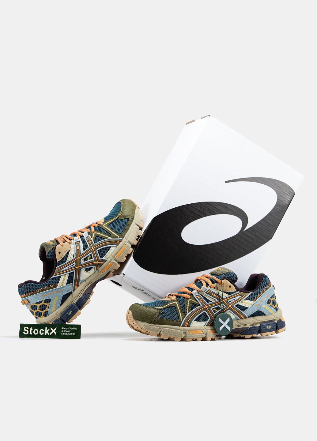 Оливковые (хаки) демисезонные кроссовки мужские asics gel-kahana 8 khaki blue | асикс гель-кахана 8 хаки синие No Brand