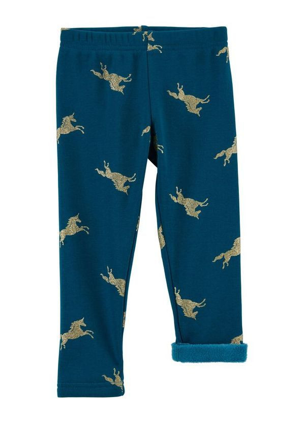 Бирюзовые зимние леггинсы теплые на девочку carters единорожка No Brand