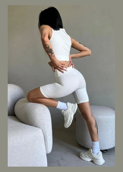 Костюм женский в рубчик белого цвета Let's Shop (297128532)