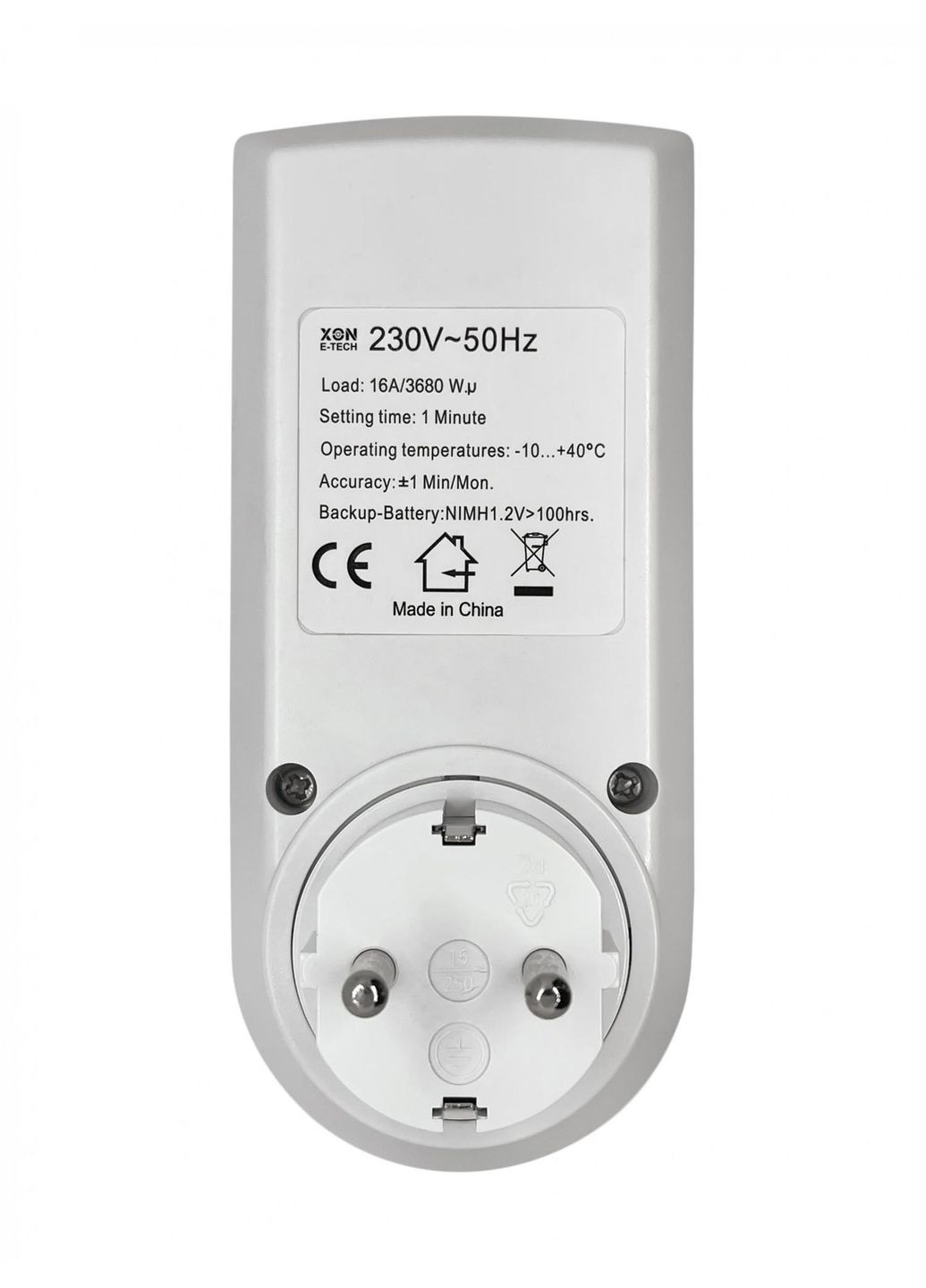 Розетка з таймером тижнева SwitchTimer X242 16А 230В Біла (XSTDB072401W 5399) XON E-Tech (304422418)