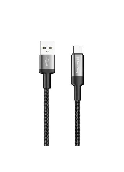 Дата кабель (CW-CBUC097-BK) Colorway USB 2.0 AM to USB-C 2.0m 6A braided wire black (401638109)