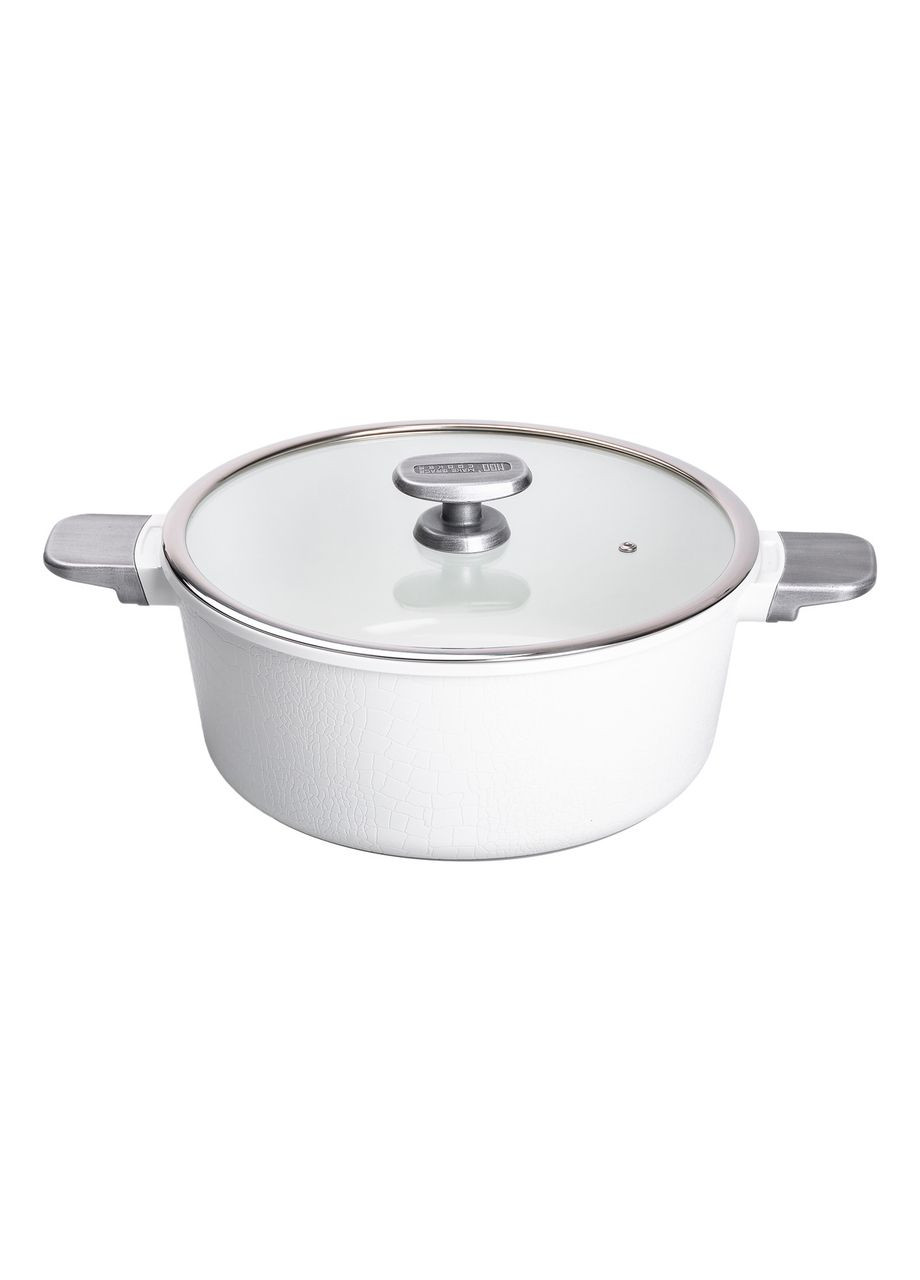 Алюмінієва каструля з керамічним покриттям антипригарним 7.7 л Ø 30 см біла MGC (356460638)