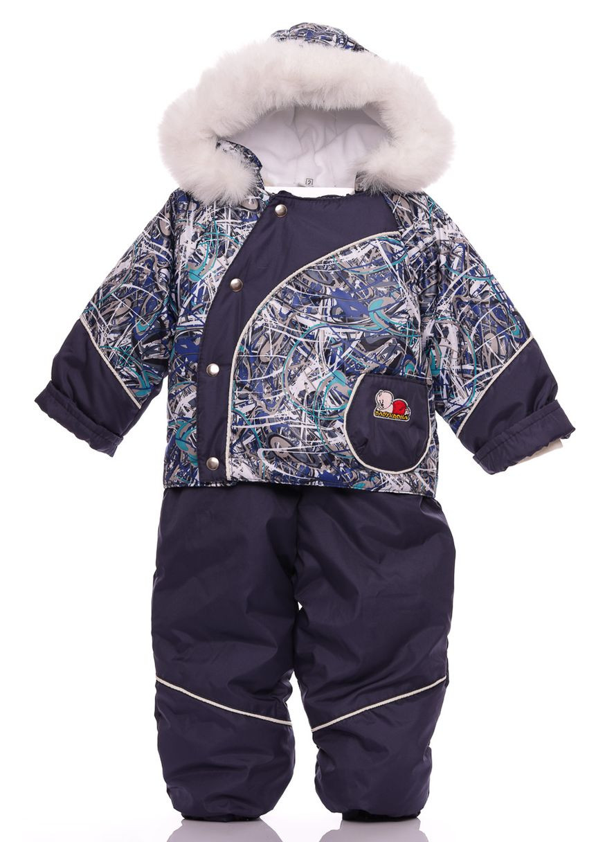 Синій зимній комбінезон для хлопчика на холофайбері кант синій 104 см (28694) BABYKROHA