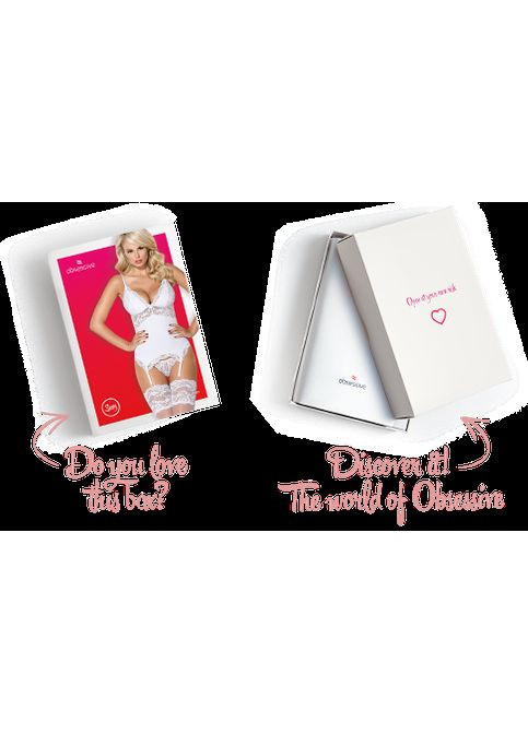 810-COR-2 corset & thong white S/M Obsessive (303896450)