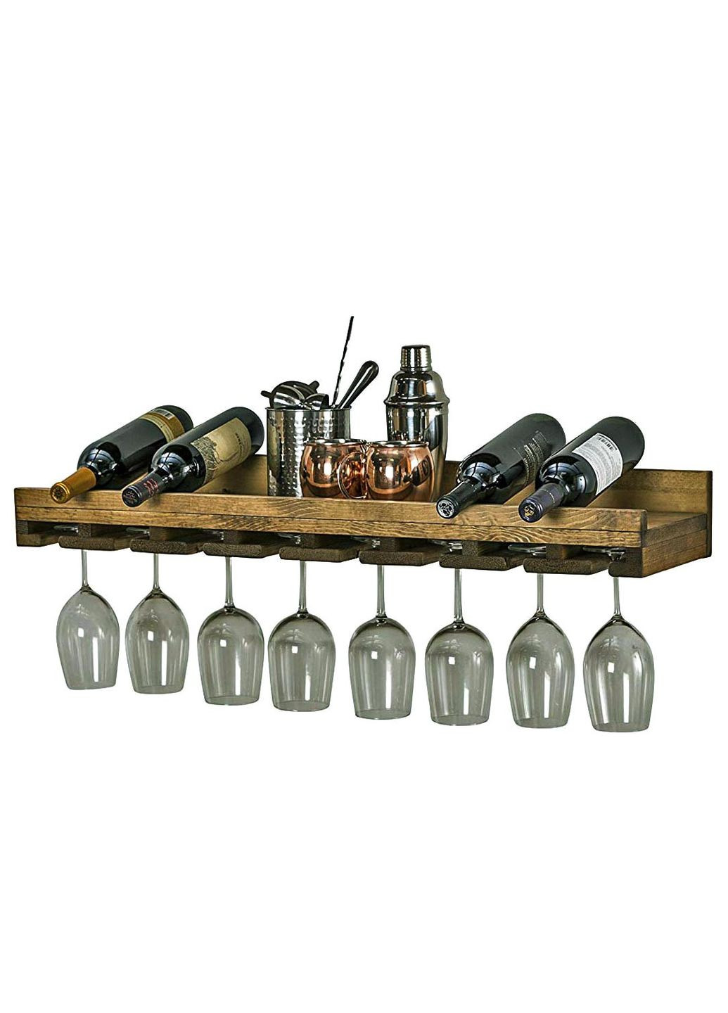 Настенная винная полка из дерева Ниигата палисандр (ПНК-0003602) No Brand (327422871)