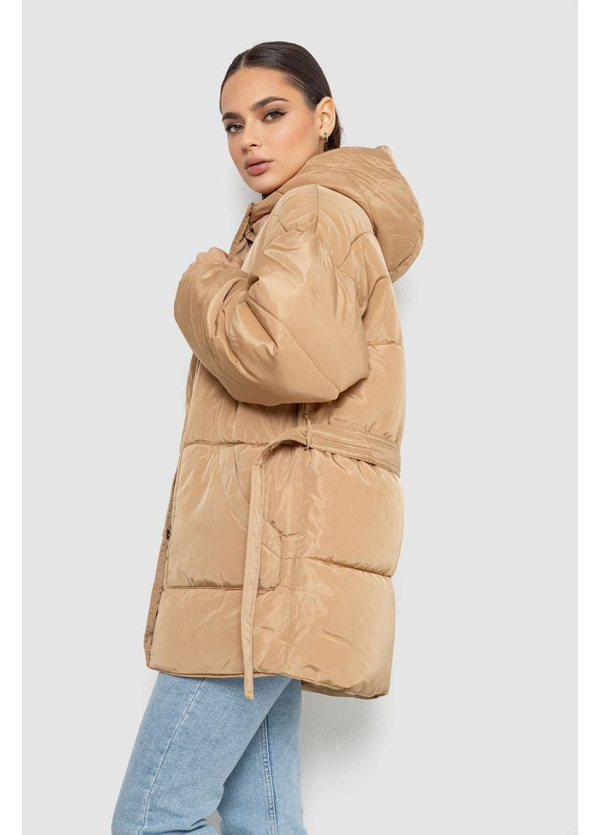 Бежевая демисезонная куртка женская демисезонная с поясом Ager 207R005