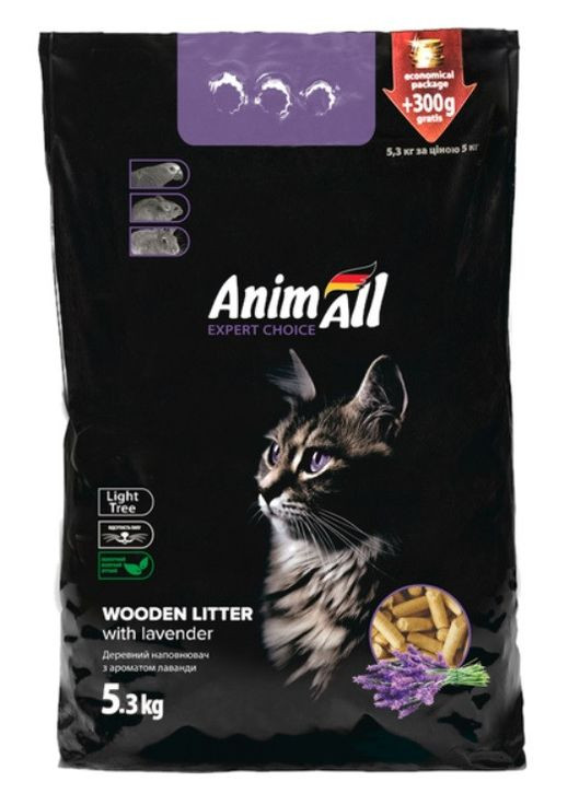 Деревне наповнювач з ароматом лаванди для котів 5.3 кг Енімал AnimAll (278308061)