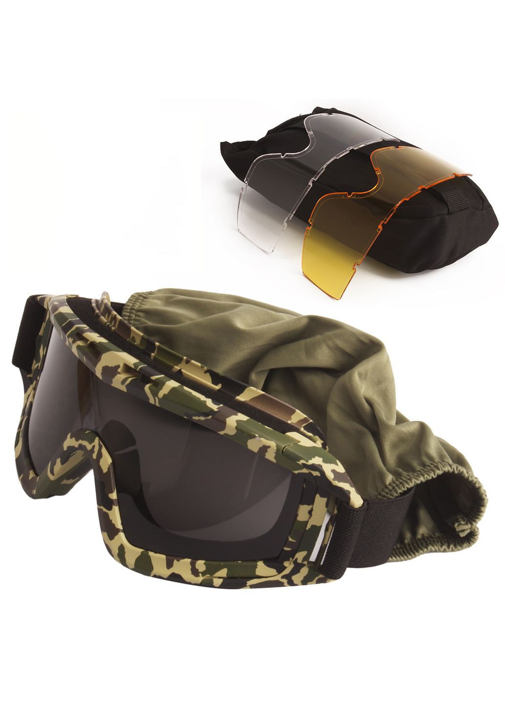 Тактические очки защитная маска с 3 линзами (Камуфляж) / Баллистические очки с сменными линзами Daisy (280826688)