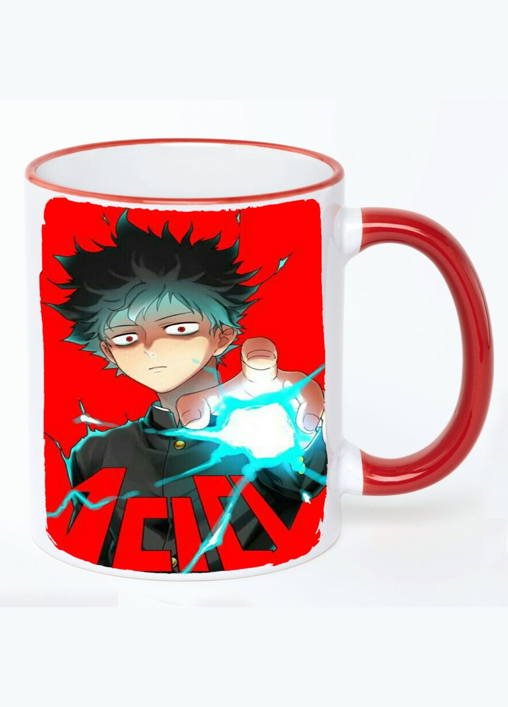 Чашка Моб Психо Аніме #011 (кухоль, кухоль) Біла з Червоною ручкою 330 мл No Brand (322713521)