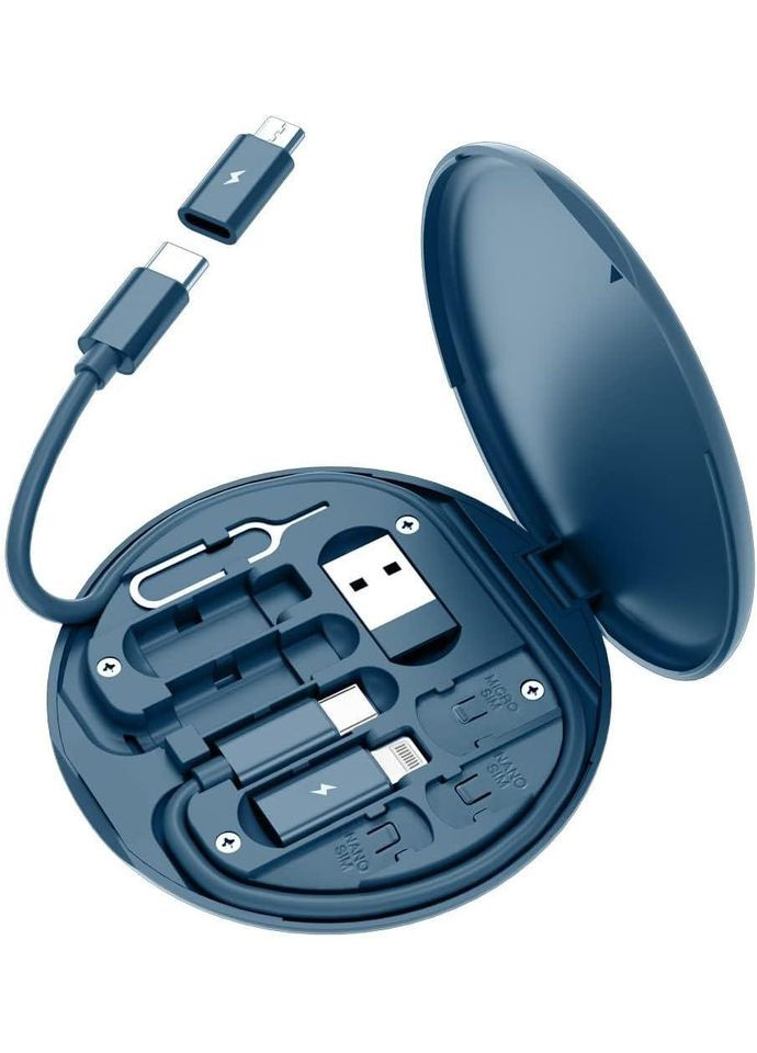 Багатофункціональний універсальний швидкісний кабель 60Вт з перехідниками в кейсі Micro USB, Type C, Lightning 3A зі скрепкою No Brand (361669370)