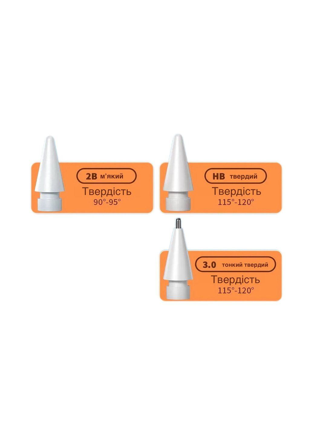 Набір змінних наконечників VUUV для стилуса Apple Pencil і Airon AirPencil 2B, HB Білі 6 шт No Brand (330640997)