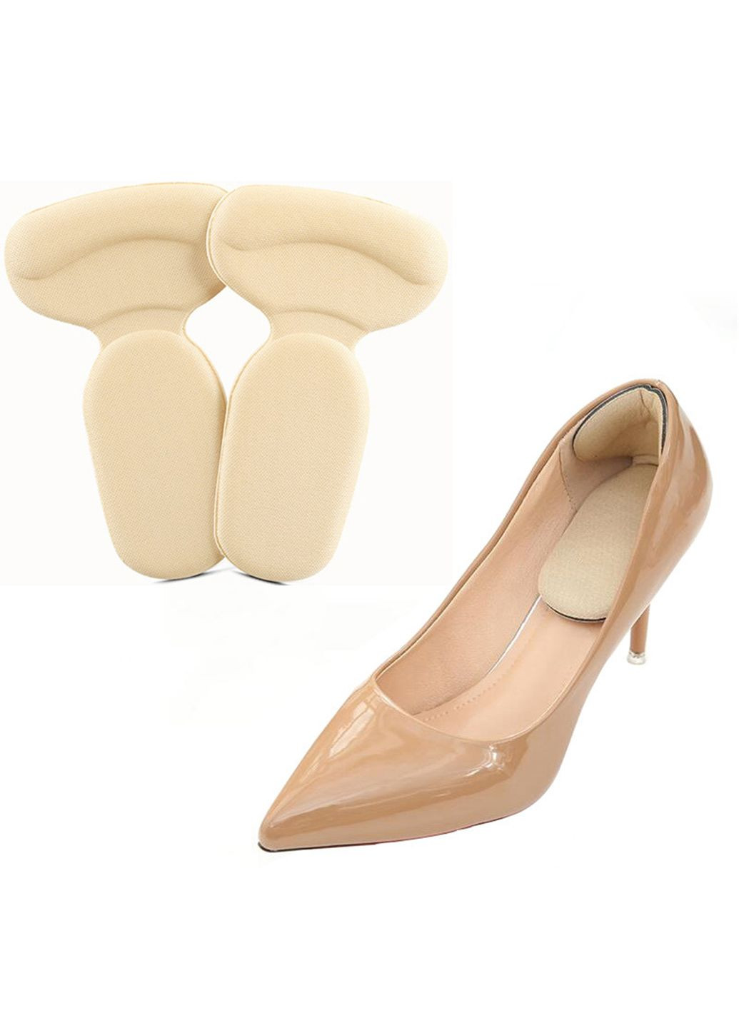 Вкладиші у взуття на задню частину стопи туфель для зменшення розміру бежевого кольору No Brand (314808459)