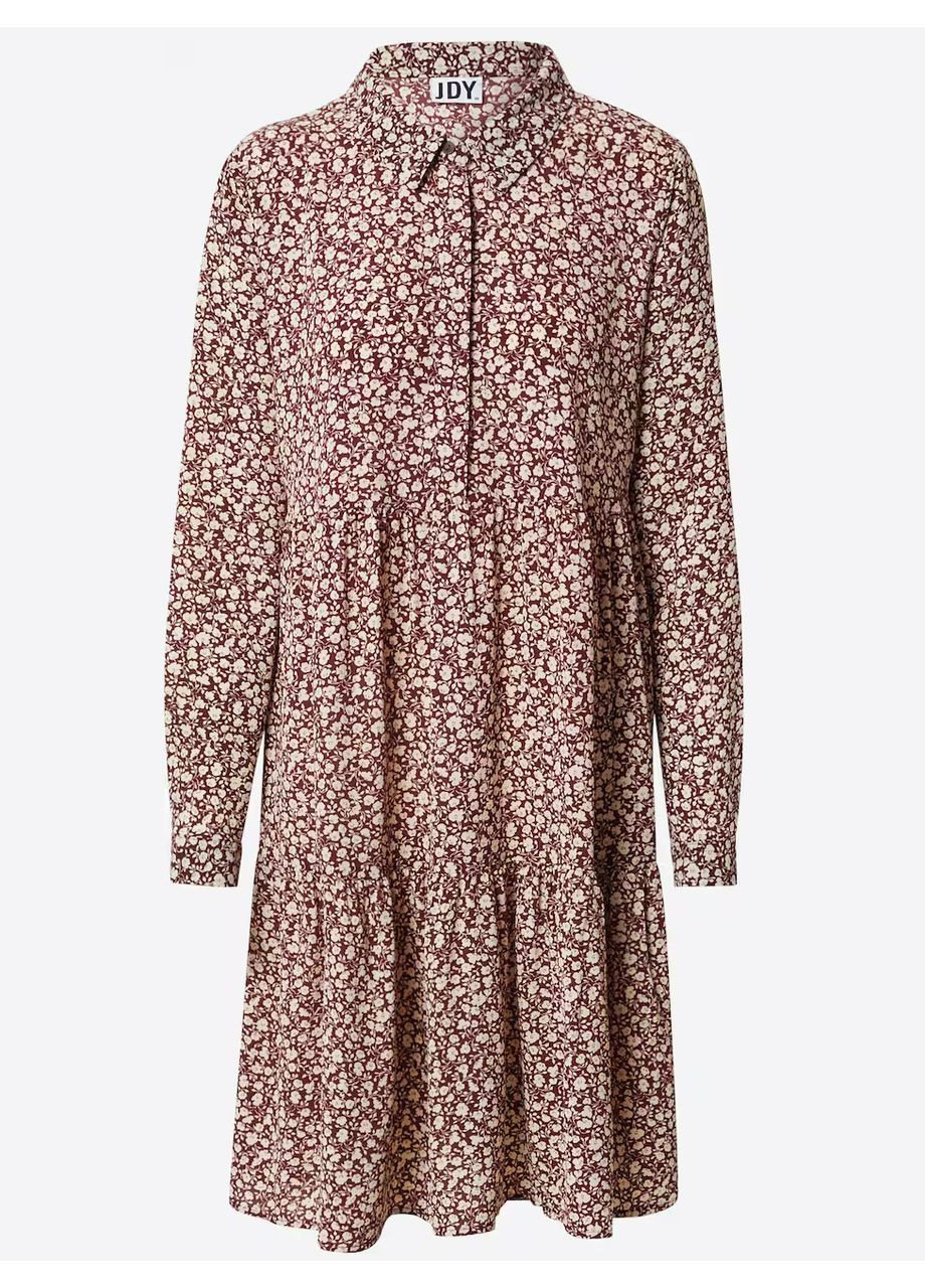 Сіро-червона сукня у квітковий принт JDY