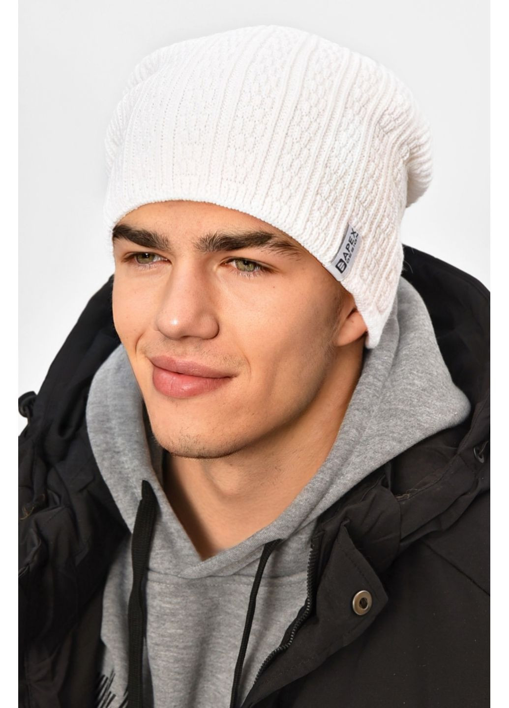 Шапка чоловіча на флісі білого кольору Let's Shop (366546103)