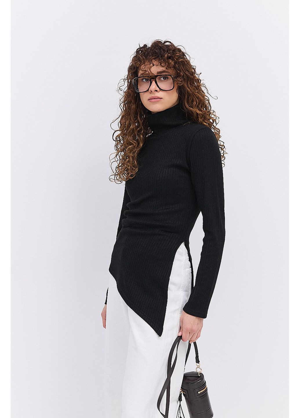 Женская трикотажная кофта в серый рубчик с асимметричным низом Arjen (364967602)