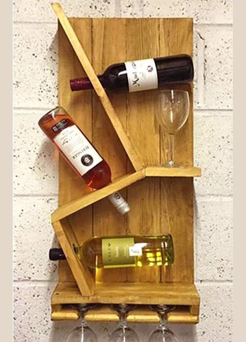 Настенная винная полка из дерева Цудай сиена (ПНК-017705) No Brand (327424539)