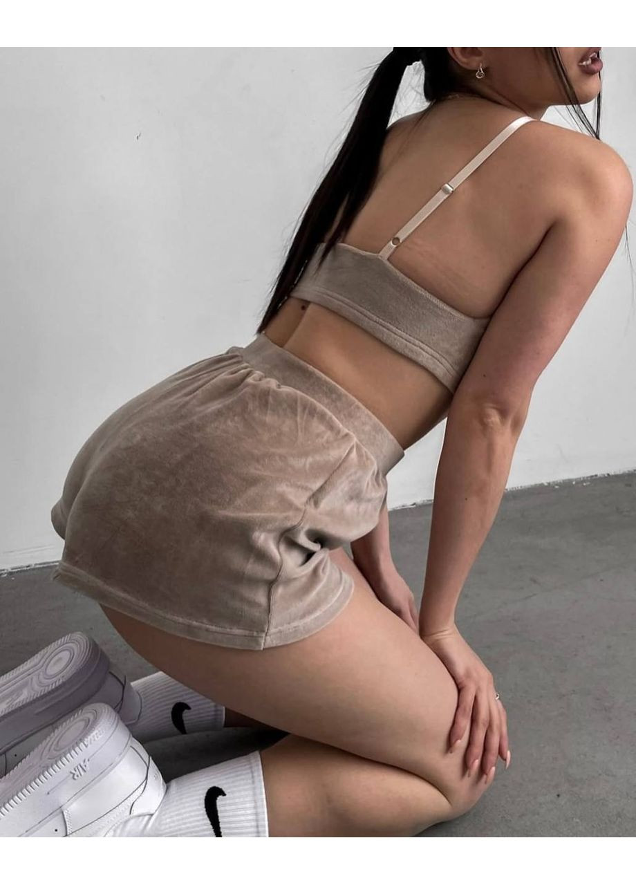 Бежева всесезон жіноча піжама (топ і шорти) топ + шорти Україна