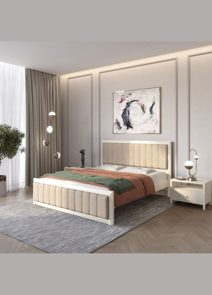 Односпальная деревянная кровать Барселона Б1 (S0505Y30R)/Аляска 23 (Бежевый) 90х190 см (MBG-11672) Mebigrand (366083100)