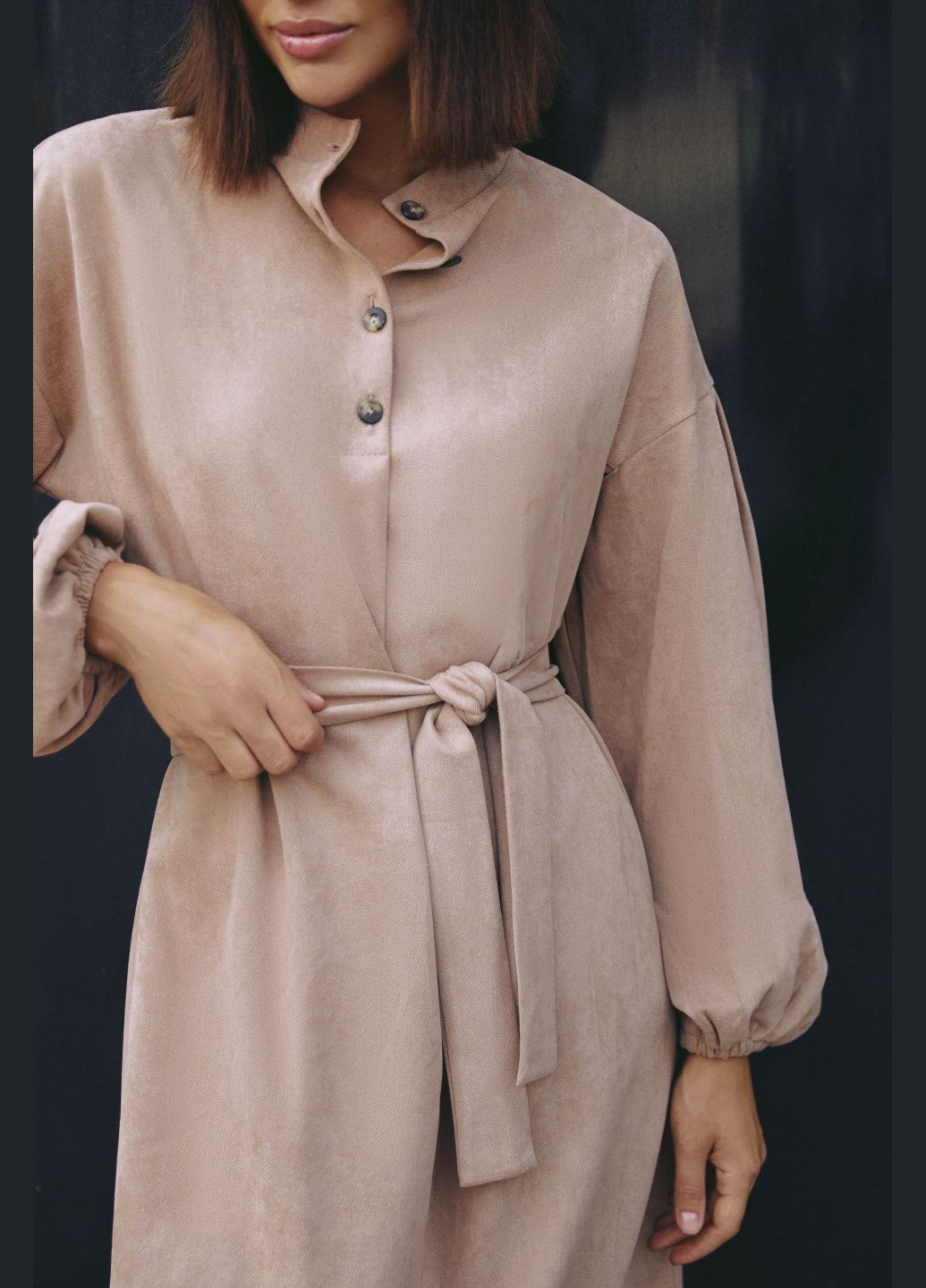 Бежевое повседневный платье ST-Seventeen однотонное