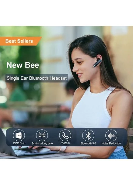 Бездротова bluetooth гарнітура LC-B41 HD Call з шумопоглинанням Black New Bee (378291988)