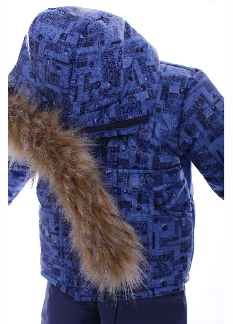 Синий зимний комбинезон на синтепоне с принтом denim оригинал синий см (41626) BABYKROHA