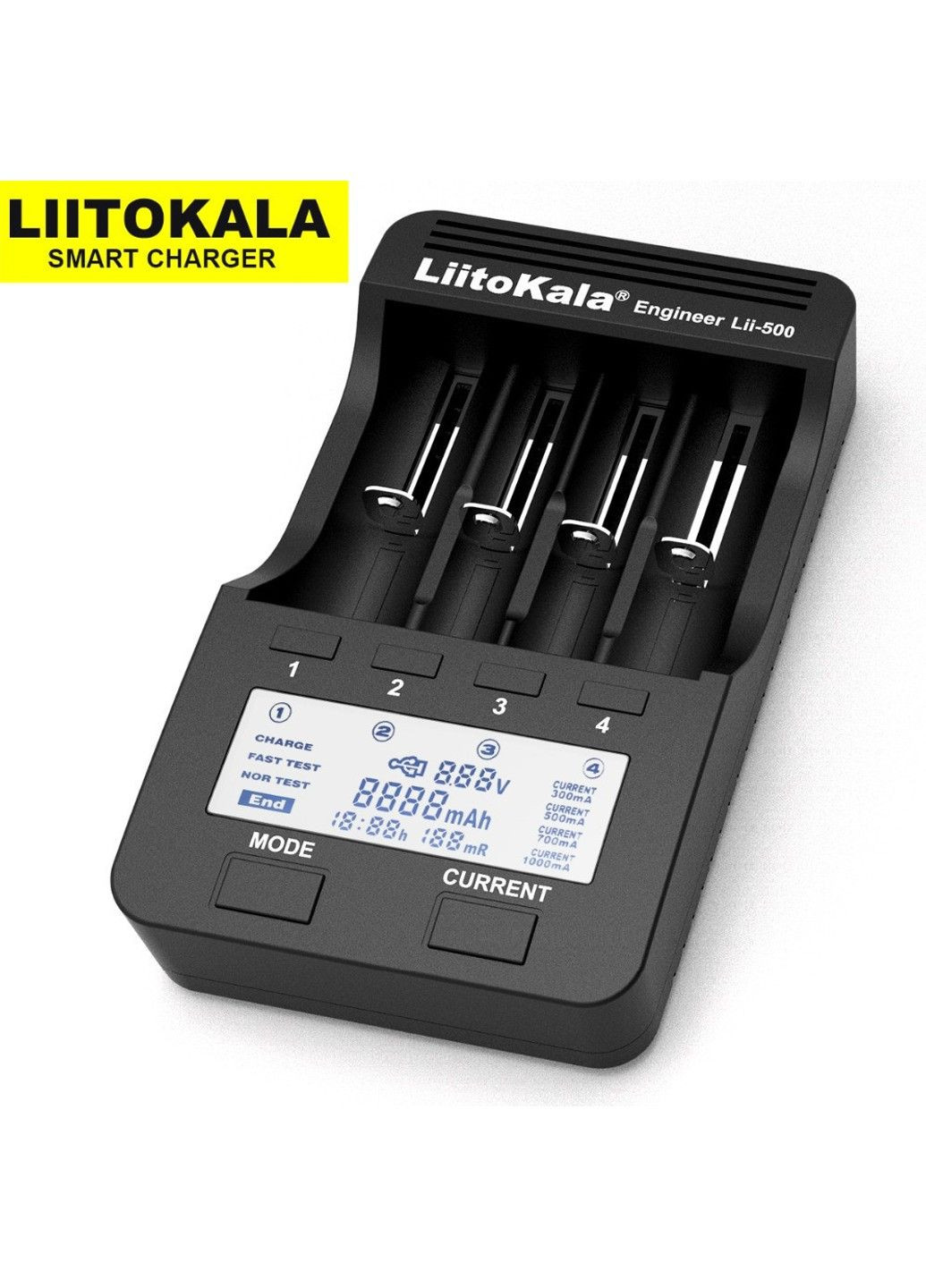 Заряднoe устройство Lii-500 на 4 канала (для Ni-MH, Ni-CD, Li-Ion) с блоком питания + автоадаптер LiitoKala (332636129)