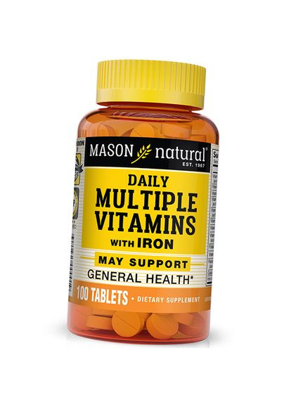 Мультивітаміни із залізом, Daily Multiple Vitamins With Iron, 100таб (36529052) Mason Natural (322731166)