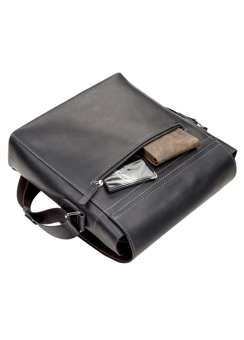 Мужская сумка из винтажной кожи для документов через плечо черная (sku_11112) No Brand (328922705)