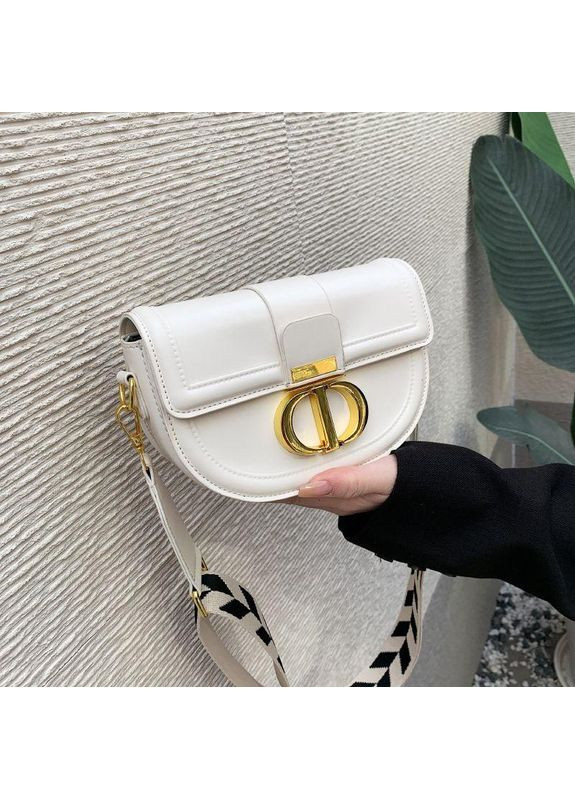 Якісна маленька жіноча сумка крос-боді, нова модна сумка сідло білого кольору з грубим ремінцем No Brand (362588113)