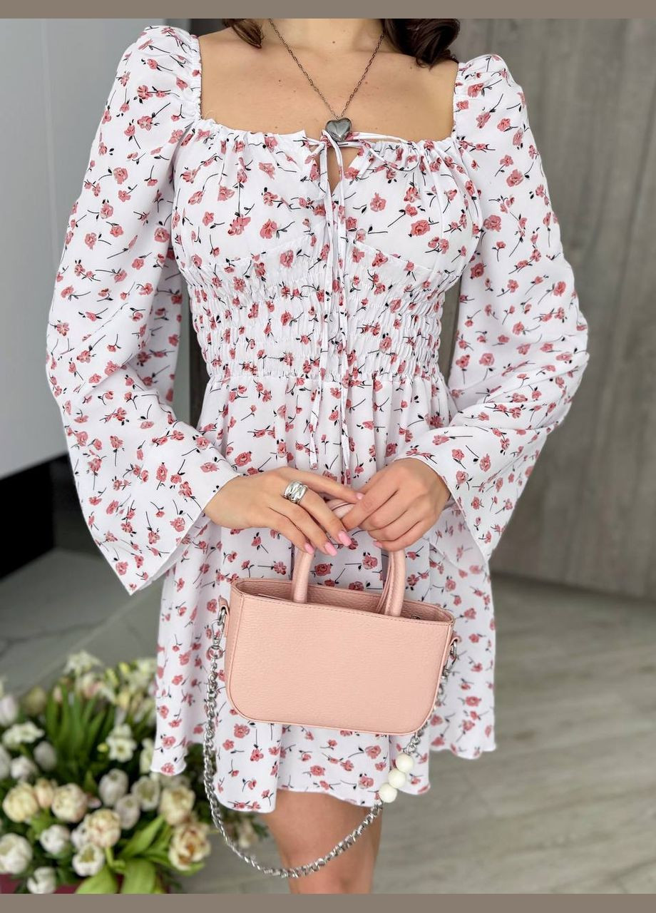 Білий повсякденний сукня з спідницею-сонце Garna з квітковим принтом