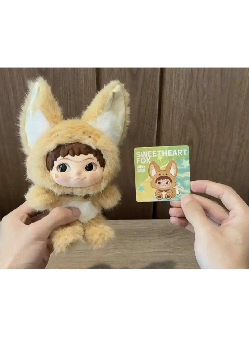 Мягкая плюшевая игрушка брелок лисичка Лабубу с ушками петлей для подвешивания на рюкзак сумку (481242-Prob) Коричневая Unbranded (358494931)