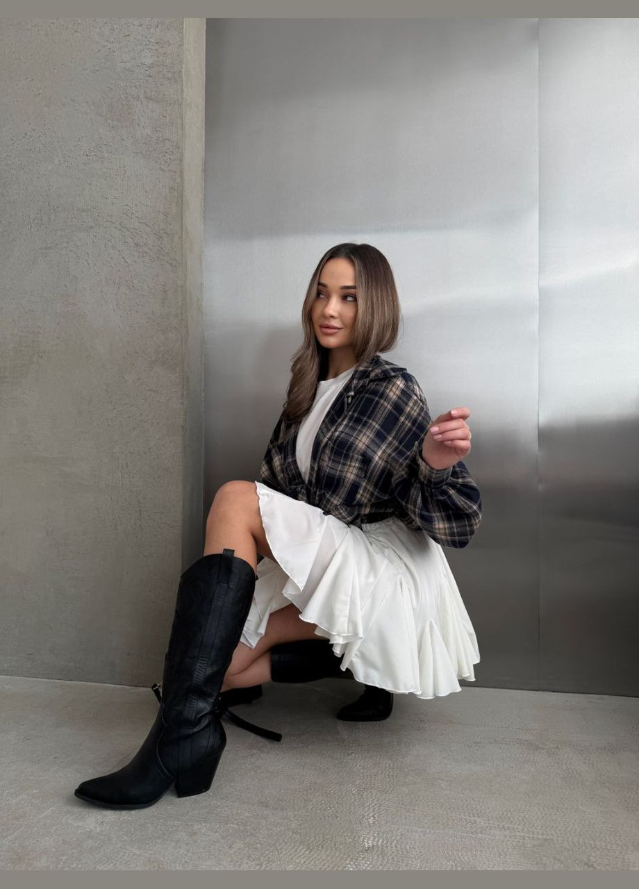 Молочная повседневная однотонная женская юбка No Brand