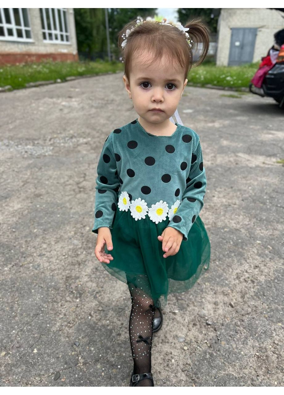 Зелена ніжне зелененіжне зелене з велюру та фатіну, прикрашене ромашками з велюру та фатіну, прикрашене ромашками No Brand (371318017)