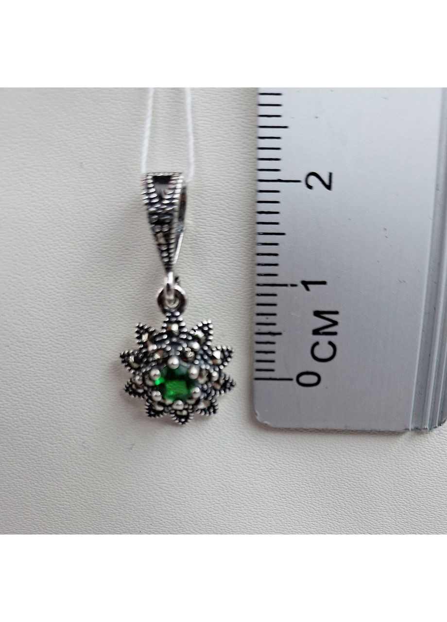 Кулон срібний зі смарагдом та марказитом 1,9 г No Brand (369736576)