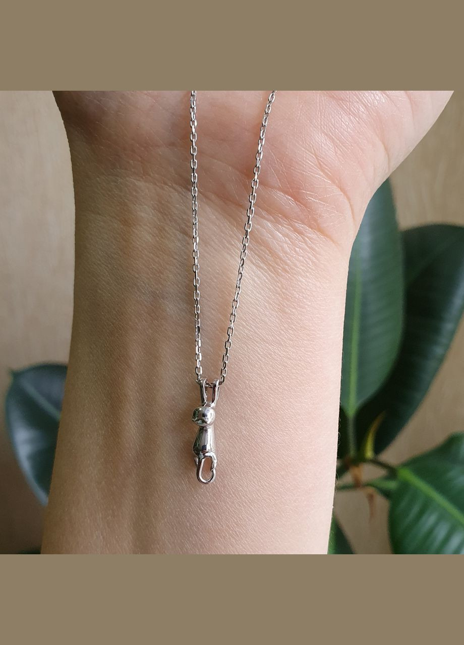 Серебряное колье Кошка на тоненькой цепочке Каштан (342335471)