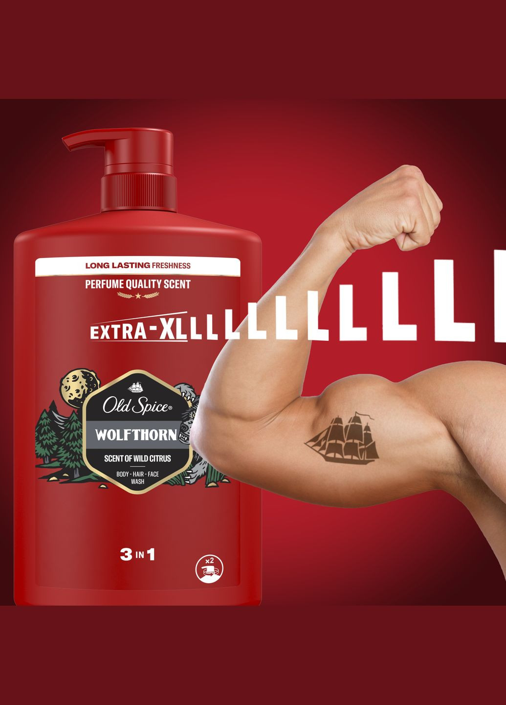 Гель для душу + шампунь 3-в-1 Wolfthorn 1000 мл Old Spice (307071094)