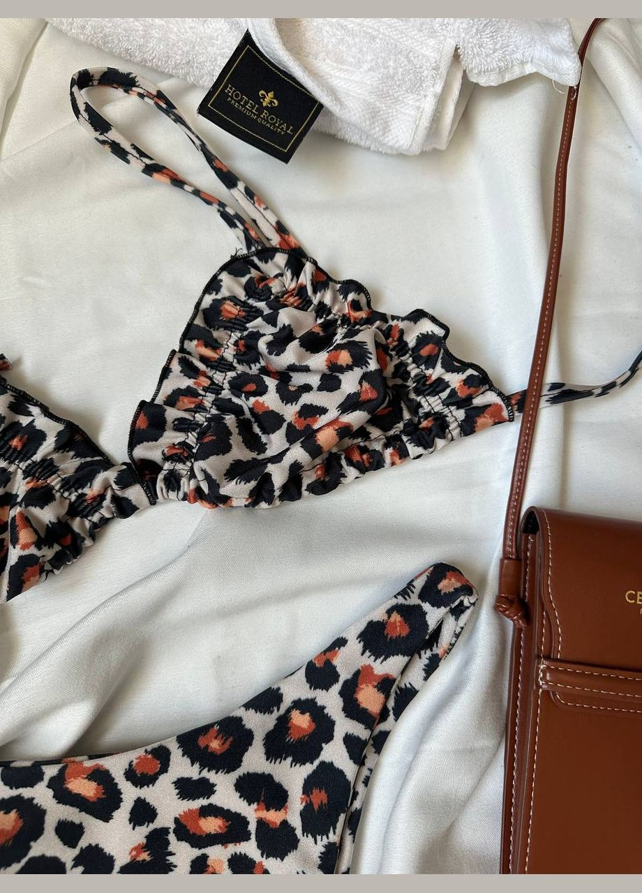 Бежевий літній жіночий леопардовий купальник бікіні No Brand