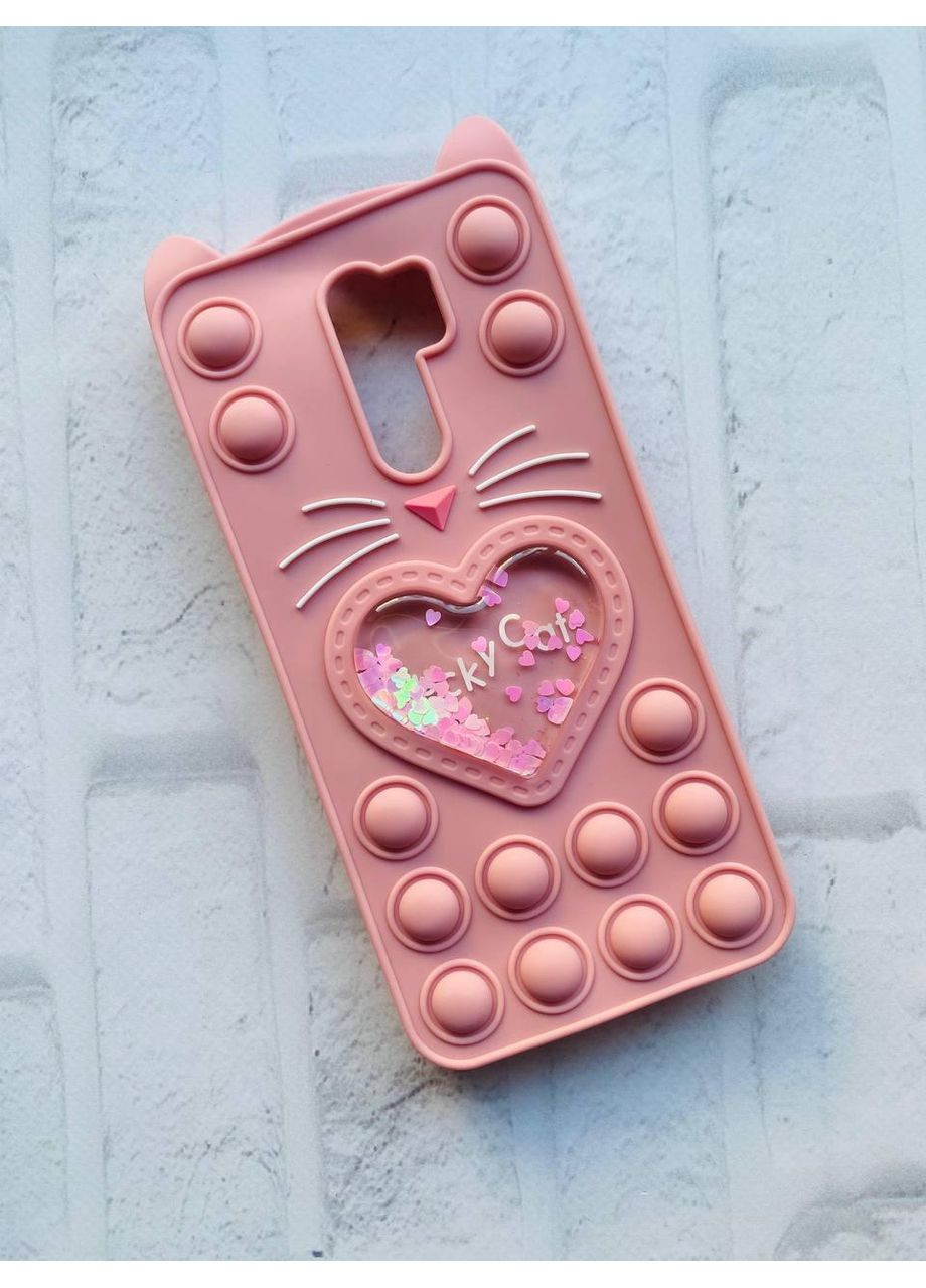 Чохол Попит Антистрес Поп-Іт Pop It для Xiaomi Redmi 9 Поп іт Котик з сердечком рожевий Creative (360696822)